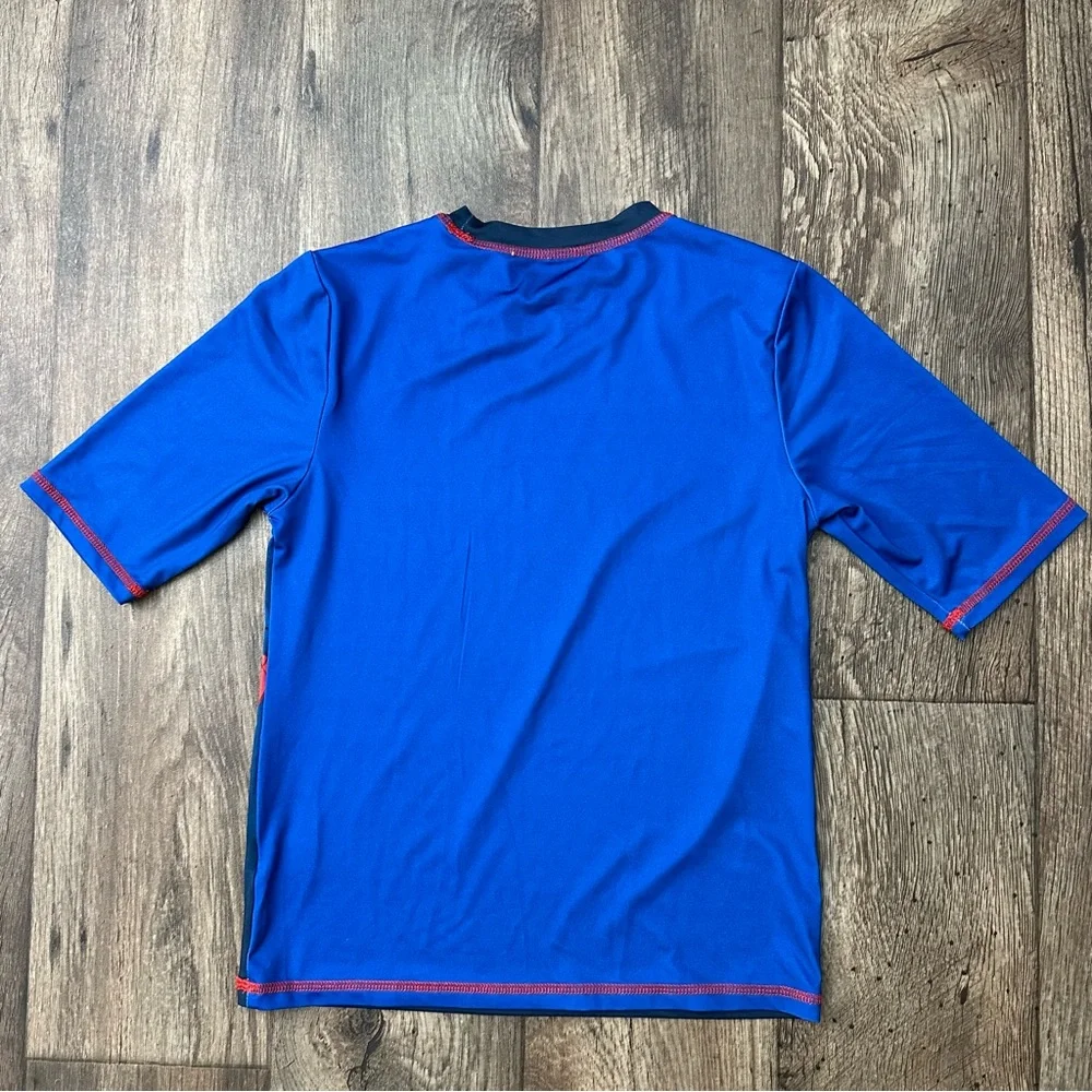 Marvel Spider-Man Swim Beach shirt boys size 10/12 Blue Red
